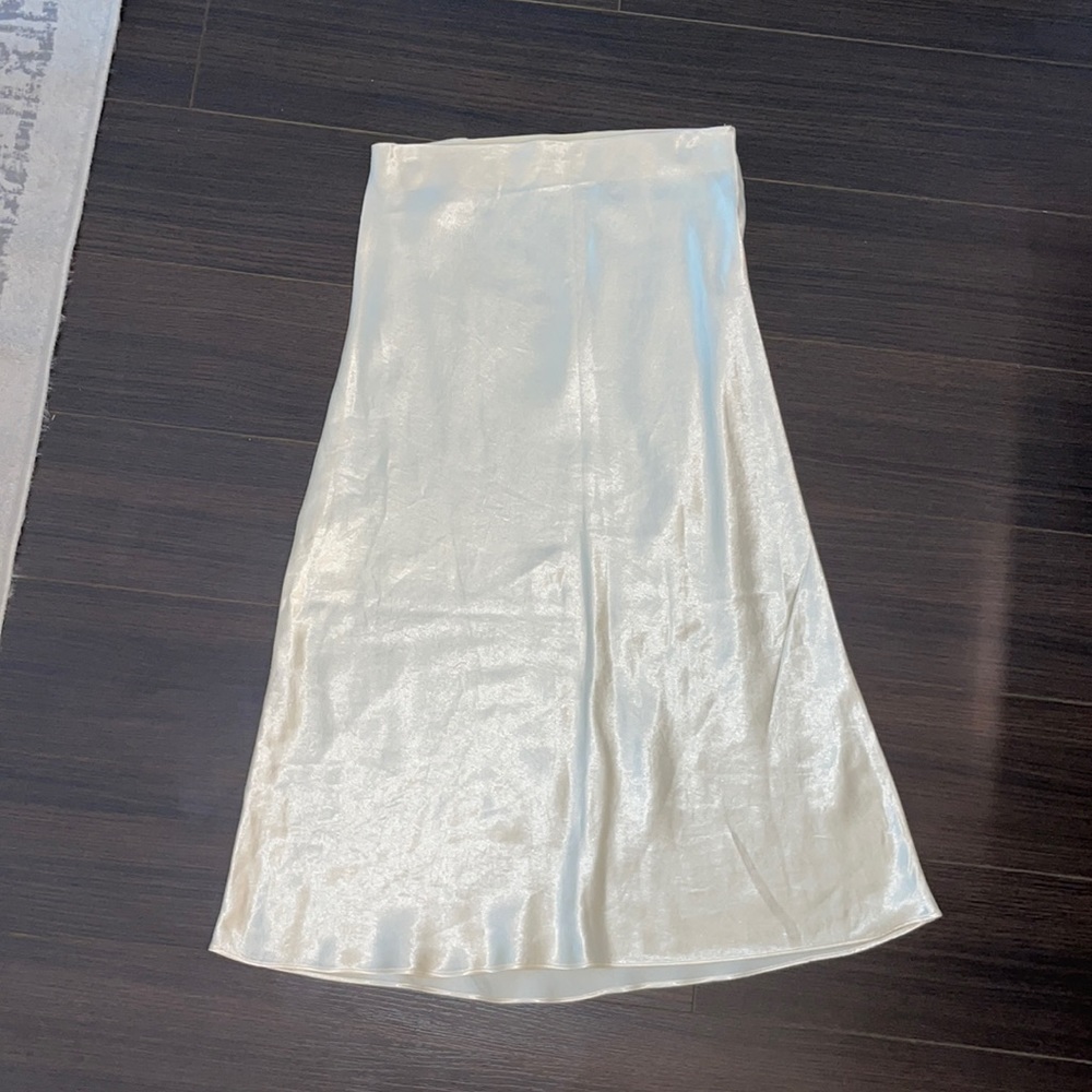 Yellow midi silk skirt
